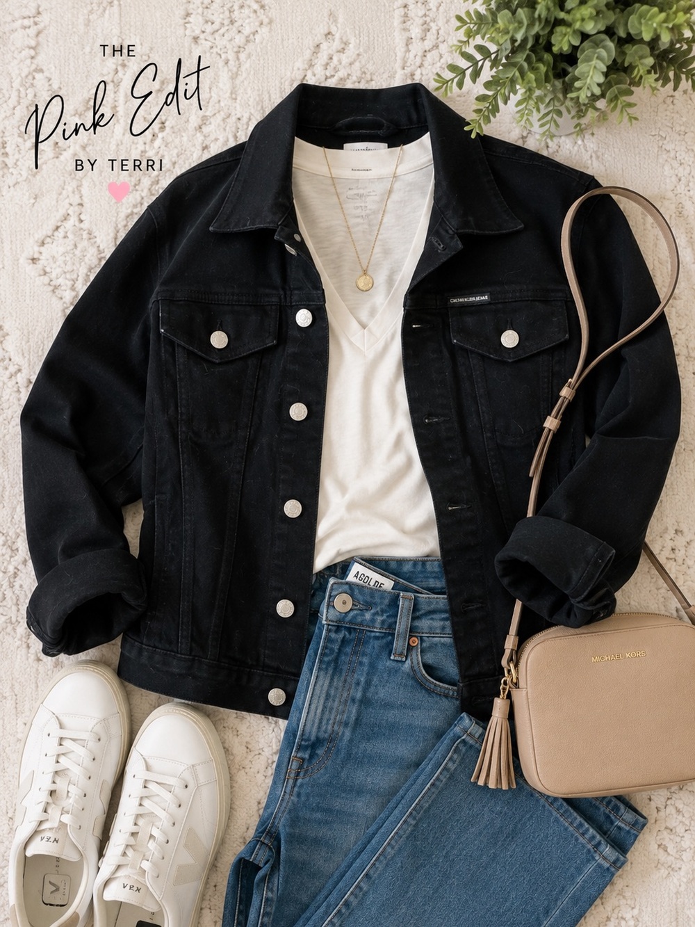 Calvin Klein Jeans Black Denim Trucker Jacket Size L Runs Small